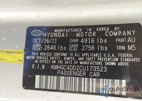 2012 Hyundai Genesis 3.8 из США, поврежденный, VIN KMHGC4DD2CU173523